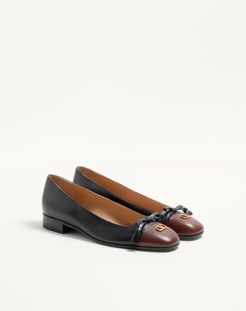 Valentino Garavani - Valet Du Roi Kidskin Ballerina 25mm - Black/coffe - Woman - Ballerinas